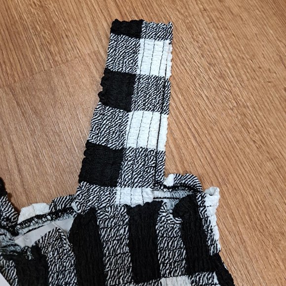 Loft Black and White Gingham Smocked Peplum Top Size XXS NWT - Picture 6 of 6